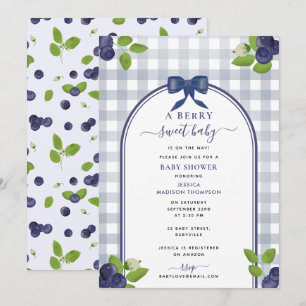 Blueberries A Berry Sweet Baby Shower Boy Plaid Invitation