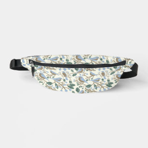 Blueberries and Bluebirds Light Blue, Brown, Cream Fanny Pack