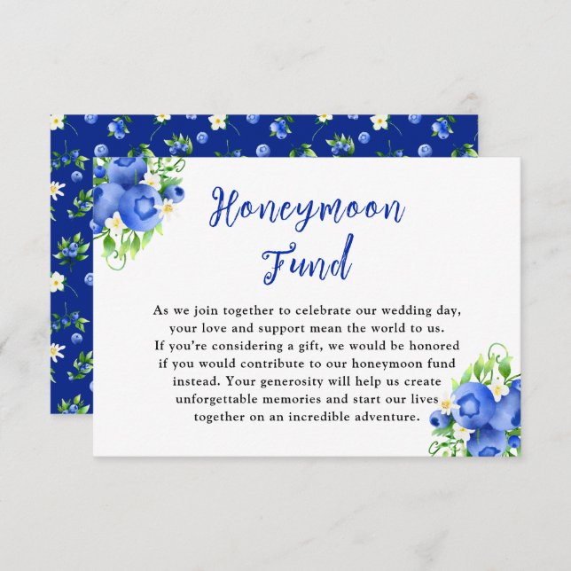 Blueberries and Foliage Wedding Honeymoon Fund Enclosure Card (Front/Back)
