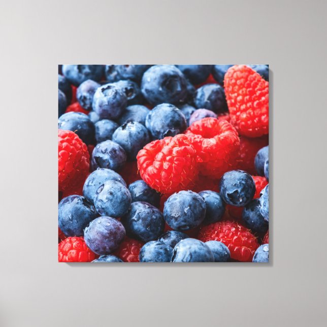 Blueberries and Raspberries Canvas Print (Front)