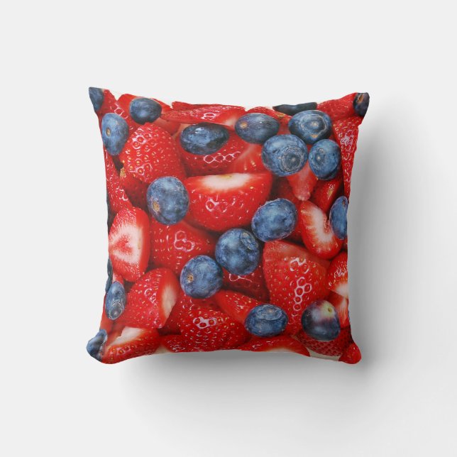 Blueberries and strawberries throw pillow (Front)