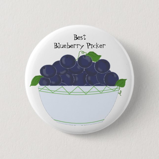 Blueberries - Best Blueberry Picker 2 Inch Round Button (Front)