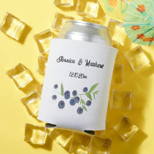 Blueberries Blueberry Fruit Watercolor Weddings Can Cooler