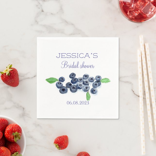 Blueberries Blueberry Fruits Bridal Shower Party Napkin (Insitu)
