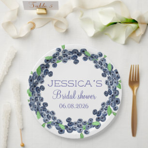 Blueberries Blueberry Fruits Bridal Shower Party Paper Plate