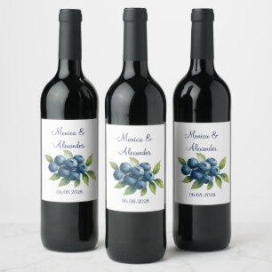 Blueberries Blueberry Fruits Summer Wedding  Wine Label