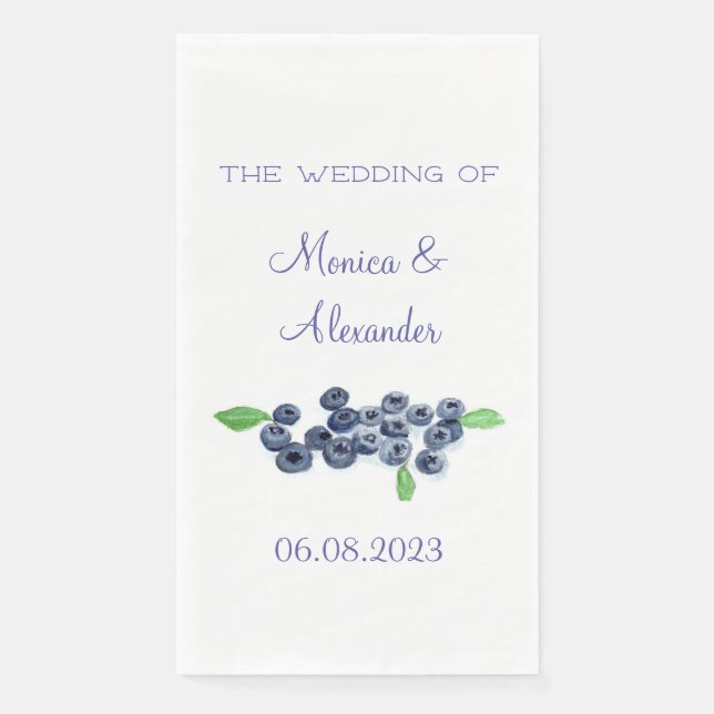 Blueberries Blueberry Fruits Wedding Party Napkin (Front)