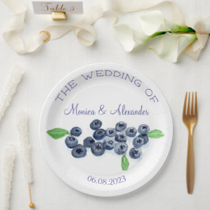 Blueberries Blueberry Fruits Wedding Party Paper Plate