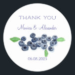 Blueberries Blueberry Fruits Wedding Thank you  Classic Round Sticker<br><div class="desc">Blueberries Blueberry fruit Wedding Classic Round Stickers. Fresh fruit,  vegeterian. Perfect for Weddings,  Bridal shower.</div>