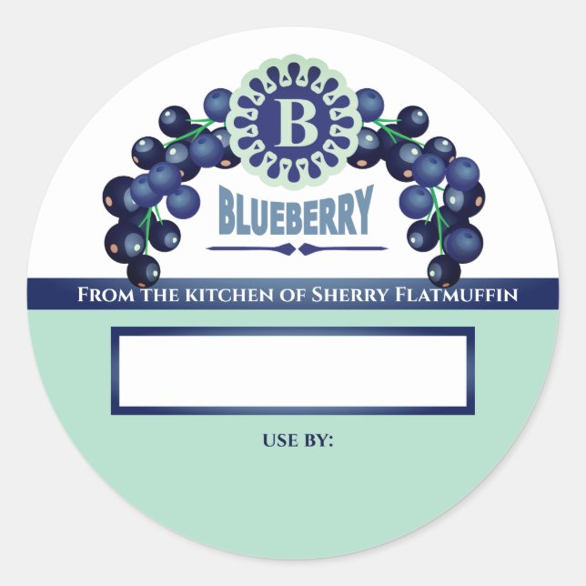 Blueberries blueberry pie fruit jam canning label (Front)