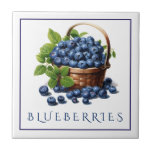Blueberries Ceramic Tile<br><div class="desc">This ceramic tile is shown with a basket full of blueberries. 
Customize this item or buy as is.



Licensed Print</div>