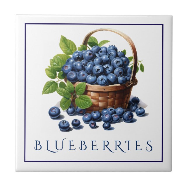 Blueberries Ceramic Tile (Front)