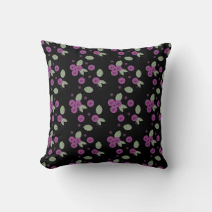 Blueberries Confetti Fruits and Dots Throw Pillow
