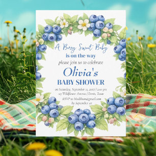 Blueberries Fruit Berry Sweet Baby Shower Invitation