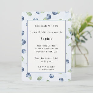Blueberries Fruit Birthday Invitation
