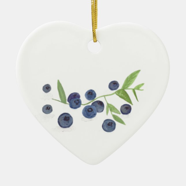 Blueberries fruit kitchen watercolor food rustic  ceramic ornament (Front)