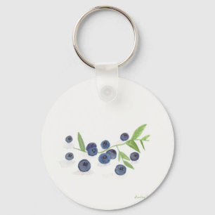 Blueberries fruit kitchen watercolor food rustic  keychain