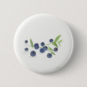 Blueberries fruit kitchen watercolor rustic food 2 inch round button