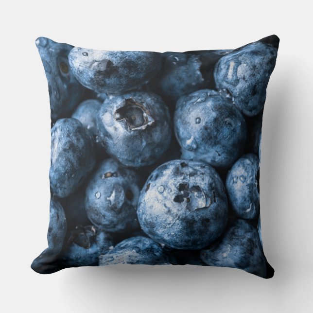 Blueberries Fruit Throw Pillow (Front)