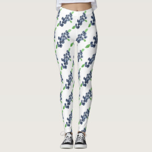 Blueberries fruit watercolor  Food Berries Pattern Leggings
