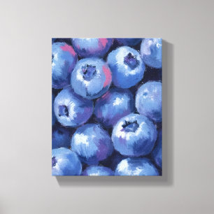 Blueberries Fruit Watercolor Painted Canvas Print