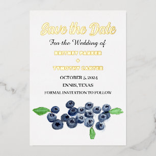 Blueberries Fruit Watercolor Photo QR Code Wedding