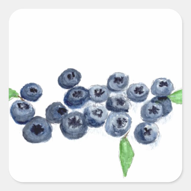 Blueberries fruits kitchen decor square sticker (Front)