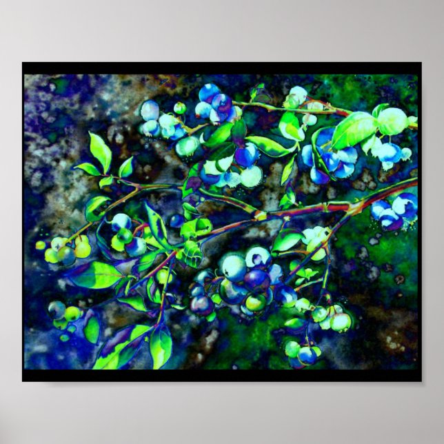 Blueberries -green hue poster (Front)