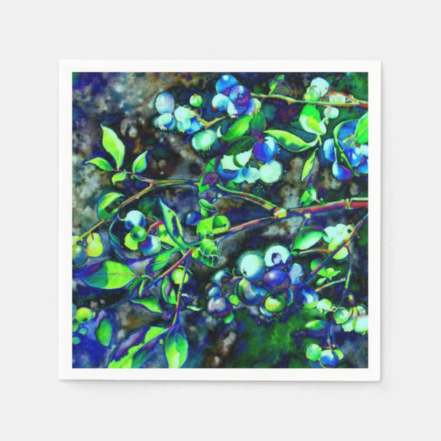 Blueberries -green napkin (Front)
