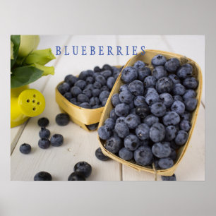 Blueberries Kitchen Art Poster