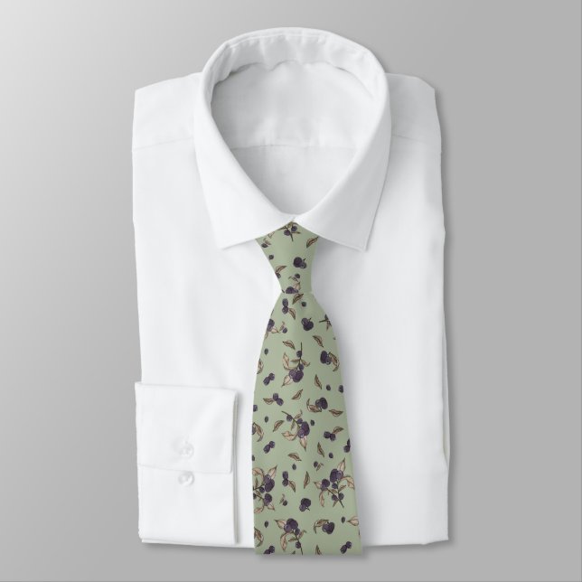 Blueberries lime green tie (Tied)