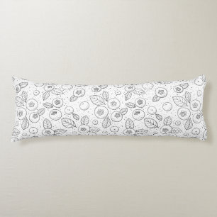 Blueberries on black and white body pillow
