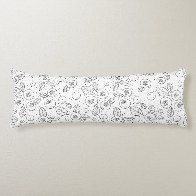 Blueberries on black and white body pillow (Front)