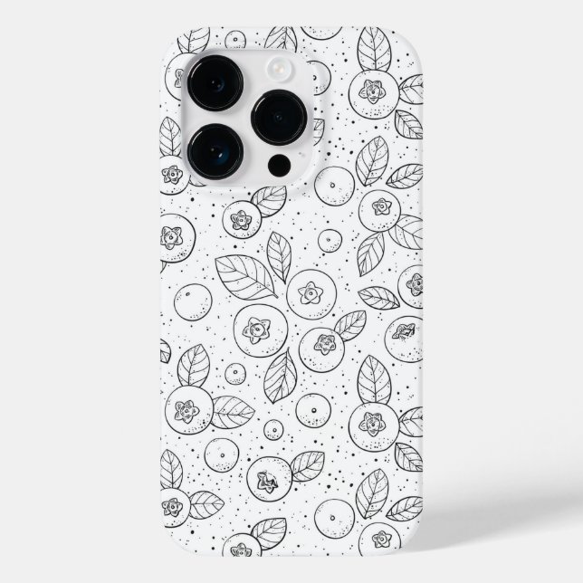Blueberries on black and white Case-Mate iPhone case (Back)