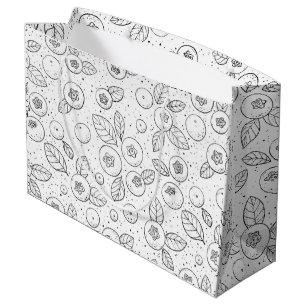 Blueberries on black and white large gift bag