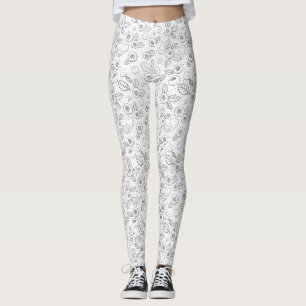 Blueberries on black and white leggings