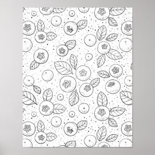 Blueberries on black and white poster