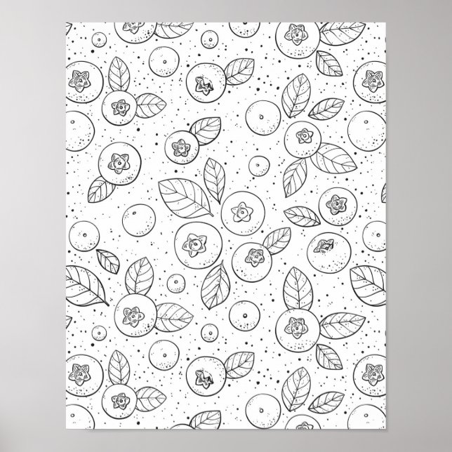 Blueberries on black and white poster (Front)