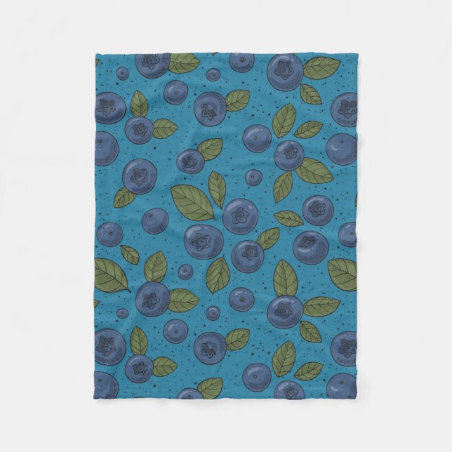 Blueberries on blue fleece blanket (Front)