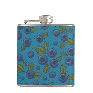 Blueberries on blue hip flask
