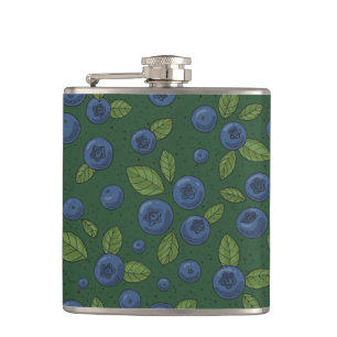 Blueberries on blue hip flask
