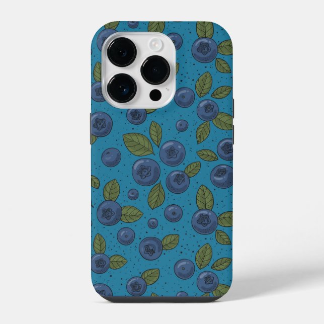 Blueberries on blue iPhone case (Back)