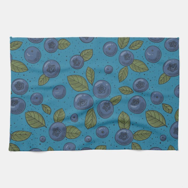 Blueberries on blue kitchen towel (Horizontal)