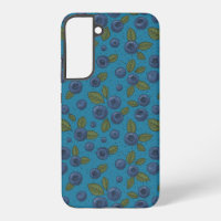 Blueberries on blue