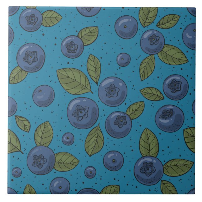 Blueberries on blue tile (Front)