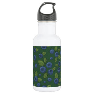 Blueberries on dark green 532 ml water bottle