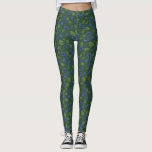 Blueberries on dark green leggings