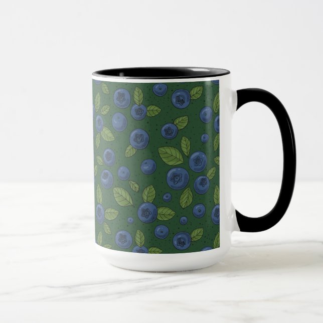 Blueberries on dark green mug (Right)