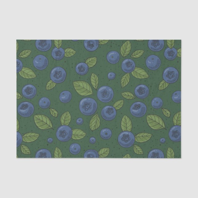 Blueberries on dark green tissue paper (Front)