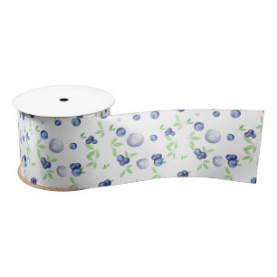 Blueberries Pattern Satin Ribbon